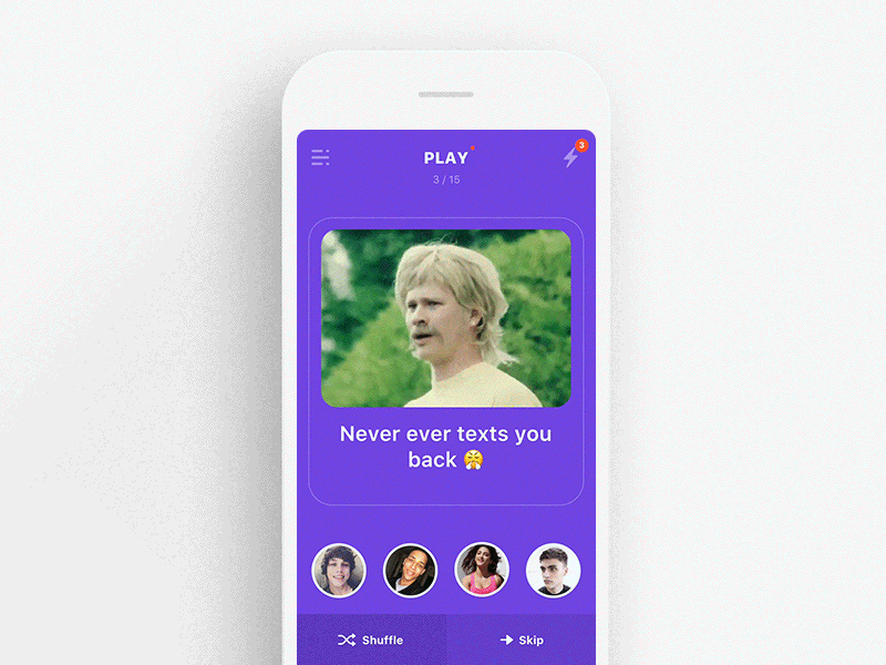 Dirty polling prototype close gradient ios list pill poll stories swipe ui up ux