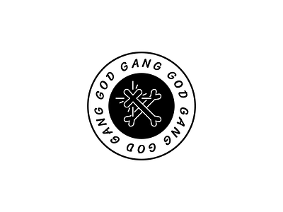 GangGangGang bones cross god light logo patch punk skate type