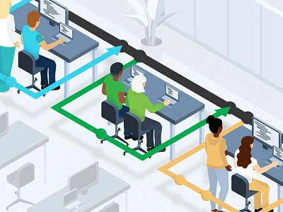 Code Merge branch circleci code develpment illustration isometric master office tech vector