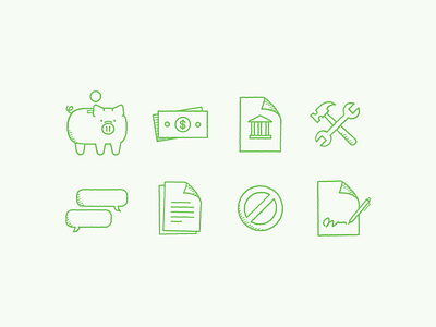 Mortgage Icons art bank fix green icon illustration line money mortgage real estate sign ui