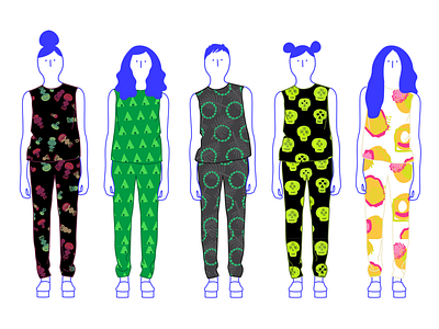 Co-ord Girls abstract coord fashion girls hair illustration outfit pattern skull trees women