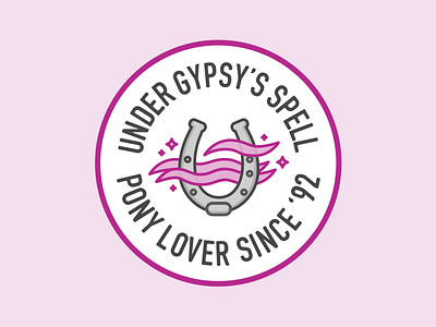 Gypsy Grl badge horse horse shoe icon illustration love magic pink pony spell vector