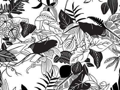 Jungle Vines drawing floral illustration jungle leaves pattern plant repeating vector
