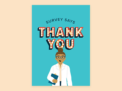 Survey says: Thank you! card illustration lettering