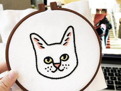 Meow embroidery! cat cross stitch embroidery kitten meow