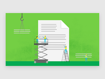 Ppl at work building document drawing illustration little people scale vector