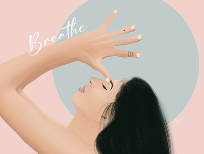 Breath Work art breathe creative drawing illustration illustrator mindfull portrait procreate procreateapp