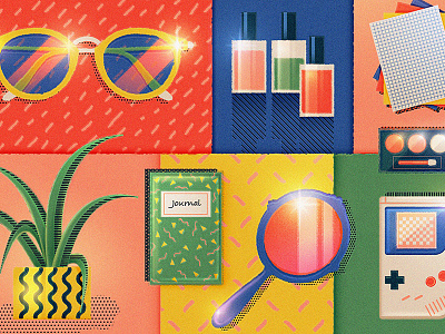 90s 1990s aloe childhood gameboy journal makeup mirror nineties paper patterns sparkle sunglasses