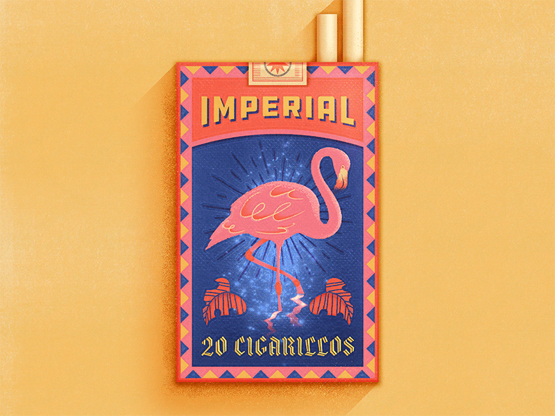 Keepsakes cigarettes cigarillos flamingo memories moonlight packaging retro south america sparkle tropical vintage water