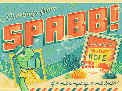 Postcard cartoon coral mystery ocean postage postcard retro sea stamps turtle underwater