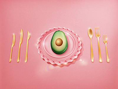 Avocado avocado brunch cutlery fancy food glass gold millennial pink plate shiny