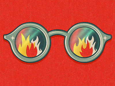 The Nuclear Option burn fire flame iconic phoenix podcast print retro sunglasses texture