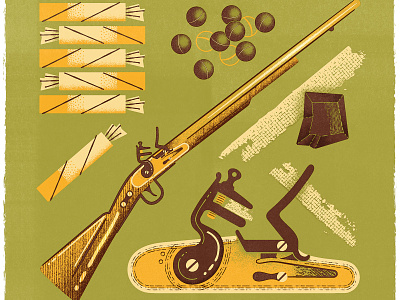 How To Fire A Musket antique canadiana editorial illustration flint flintlock gun midcentury musket retro vintage
