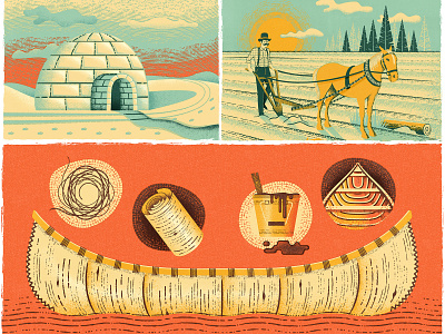 Canada's History Magazine Illustrations canada canadiana canoe diy history print retro survival texture vintage