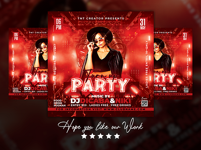 Turn Up Party Club Flyer after work disco dj flyer night club party flyer