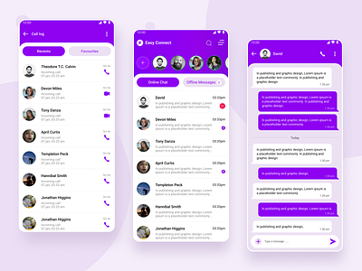 Easy Connect Messenger - Online and offline messenger app app design application message messenger mobile app mobile messenger mobile ui mobile ux offline offline message online online message ui ux