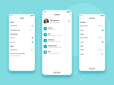 Easy Connect Messenger | Settings Screen app app design application branding design illustration logo message mobile app ui uidesign ux uxresearch