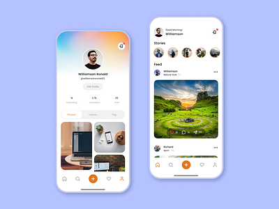 Social Media App | Home and Profile screen app app design application branding design mobile app social media ui ui design