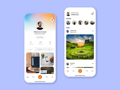 Social Media App | Home and Profile screen