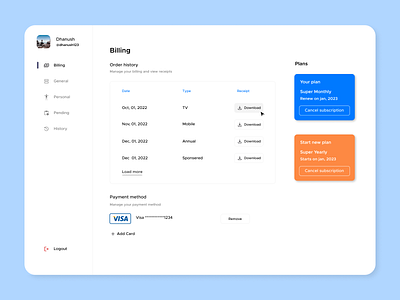 Billing - Web app application billingwebapp branding design logo productdesign productdesigner ui ux web webapp