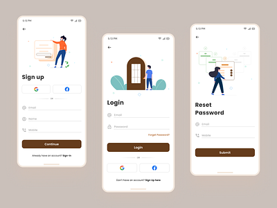 Sign-up and Login screen app app design application branding design graphic design illustration logo mobile app ui ux