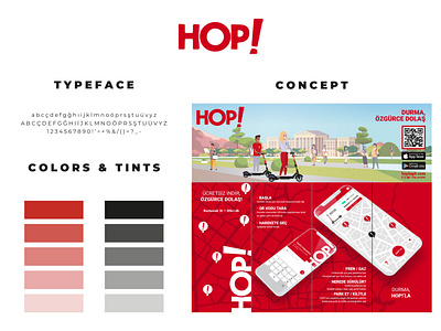 HOP Scooter - Enjoy the city brand identity branding concept design graphic design vector