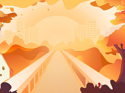 The railway under the sunset autumn illustration railway