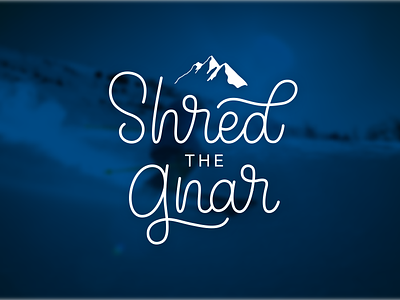 Shred The Gnar illustration lettering logo ski snowboard typography