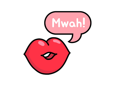 Mwah! icon illustration kiss love valentine vector
