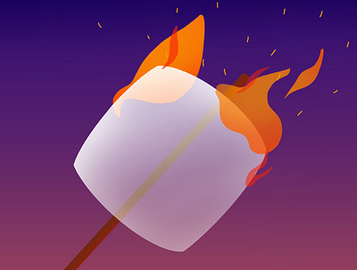 Burning marshmallow illustraion marshmallow