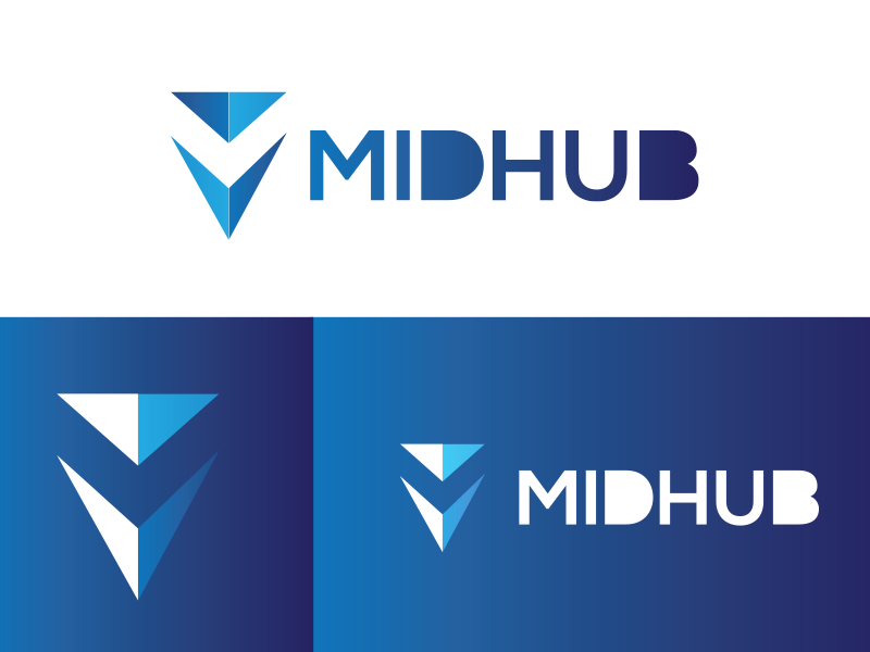 Logo for Midhub identity branding design concept midhub currency crypto logo