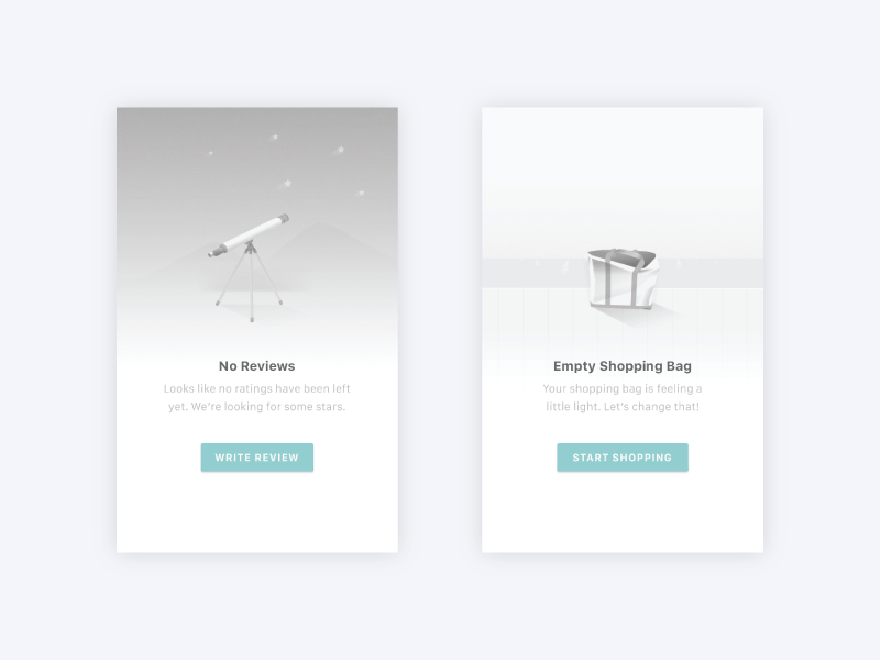 Outdoorsy Empty States empty empty state illustration material nature outdoors reviews shopping bag telescope ui