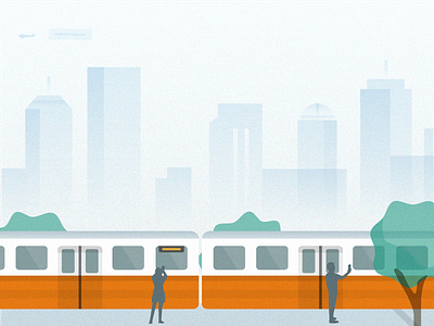 Orange Line boston illustration material metro orange line skyline subway t train