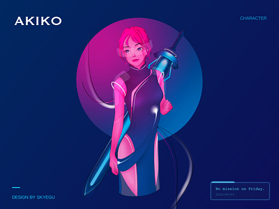 AKIKO - Valkyrie character design concept cyberpunk future game ghost in the shell girl illustration neon