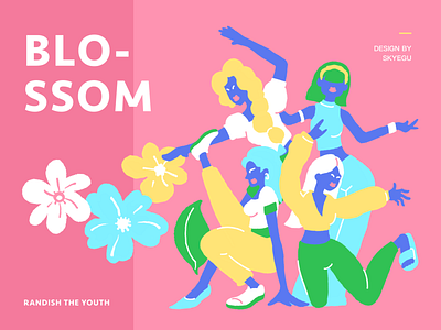 Spring Blossom april color dance flora flower friends girls illustration magazine music pink young youth