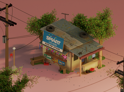 sari-sari store 3d art 3d blender low poly