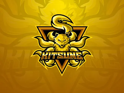 Kitsune eSports logo adobe illustrator branding design designing dribbble esports fox gaming graphic design illustration kitsune logo streaming tails technology yellow