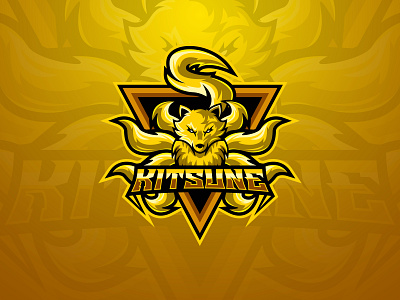 Kitsune eSports logo adobe illustrator branding design designing dribbble esports fox gaming graphic design illustration kitsune logo streaming tails technology yellow