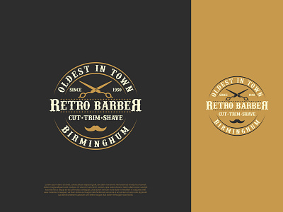 Retro Barber Logo adobe illustrator barber black branding design designing dribbble graphic design illustration logo mustard retro vector vintage vintage logo yellow