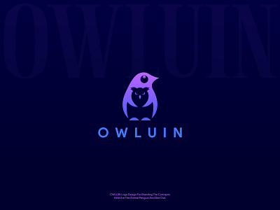 Owl+Penguin Logo adobe illustrator branding cute design designing dribbble flat illustration latest logo navy blue new owl penguin purple vector