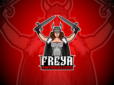 Freya brand character design e sports esports female illustration mascot red sport sword woman