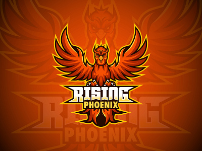 Rising Phoenix bird branding character design e sport esport gaming illustration logo mascot orange phoenix yellow