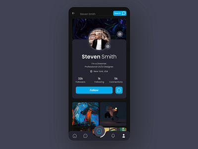 User Profile UX UI Design app black blue business dark mode elegant minimal profile profile page responsive social user profile uxui
