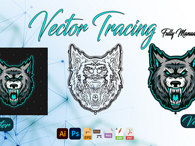 Vector Tracing graphic design outline raster tracing vector wolf