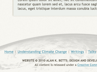 Alanbetts.com Footer biege blue earth footer