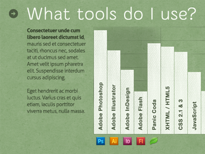 Doug Stewart Design Skills Section Test aller graph green icons merge personal site skills white