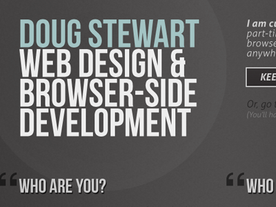 Doug Stewart Design Header aller bebas neue regular blue brown grey portfolio sections white
