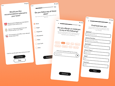 Food Delivery App Quiz Flow