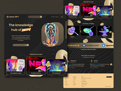 NFT e-learning landing page crypto cryptocurrency design e learning e learning landing page nft nfts ui ui design uxui uxui design visual design web deisgn