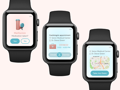 Medical App Notification Screens Smartwatch app apple watch design medical medical app notification notifications screen smartwatch ui ui design ux design uxui uxui design visual design